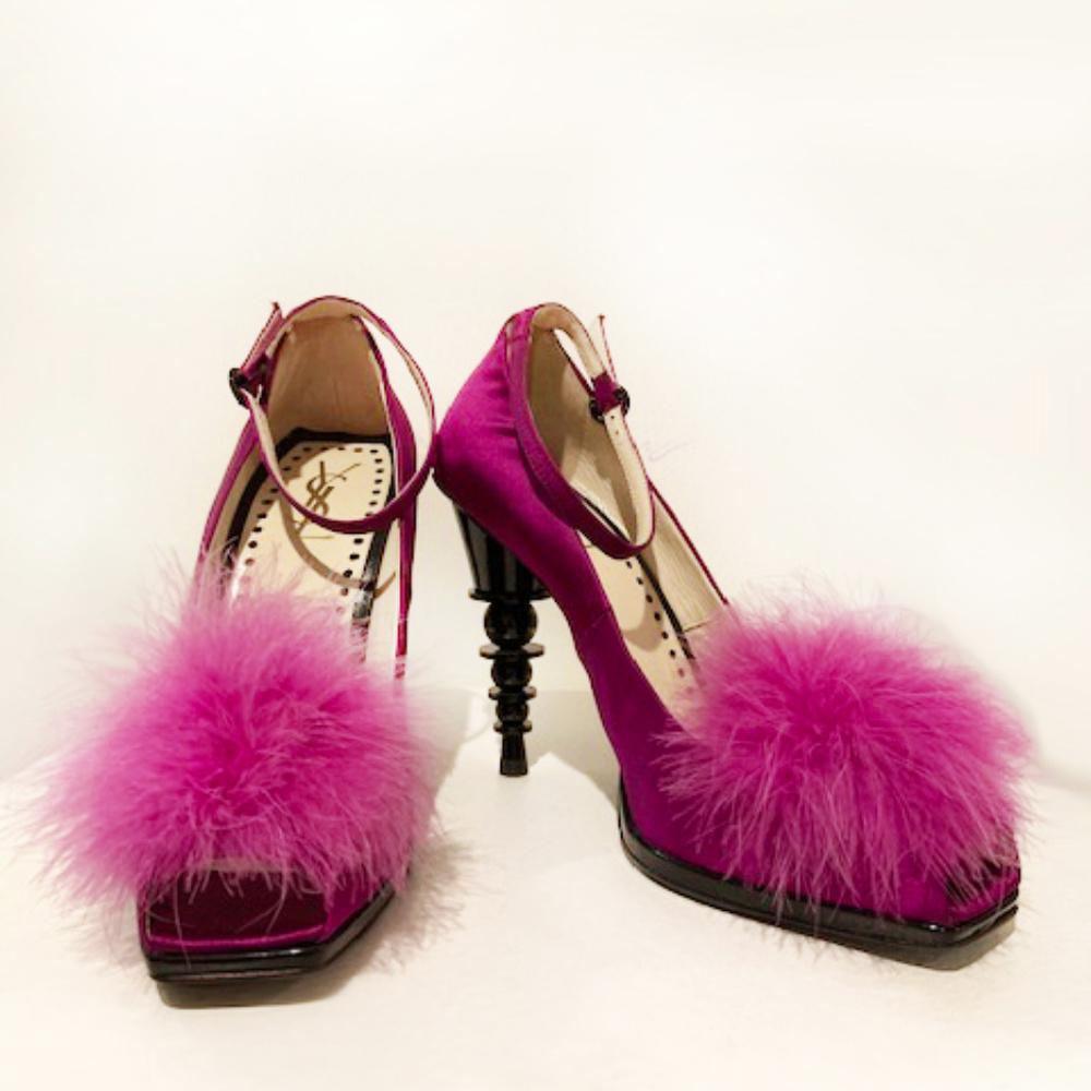 Yves Saint Laurent Purple Puff Slippers